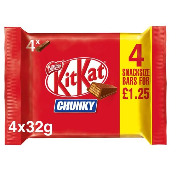 Kit Kat Chunky Milk Chocolate Bar Multipack 32g 4 Pack