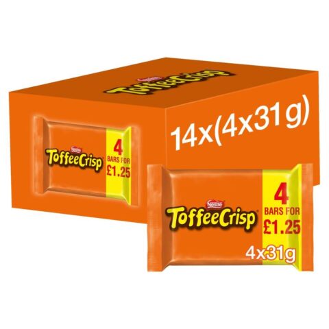 Toffee Crisp Milk Chocolate Bar Multipack 31g 4 Pack