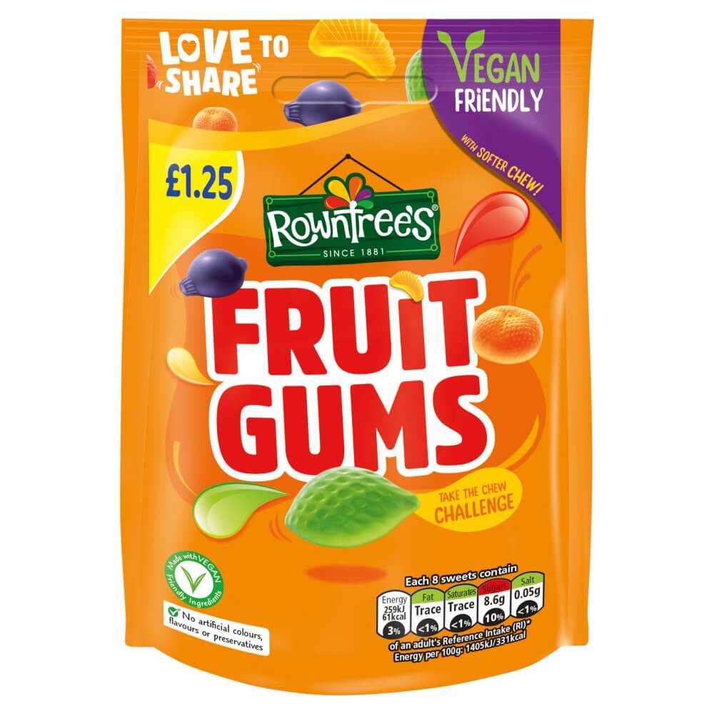 Rowntree's Fruit Gums Vegan Friendly Sweets Sharing Bag 120g PMP £1.25 x 10