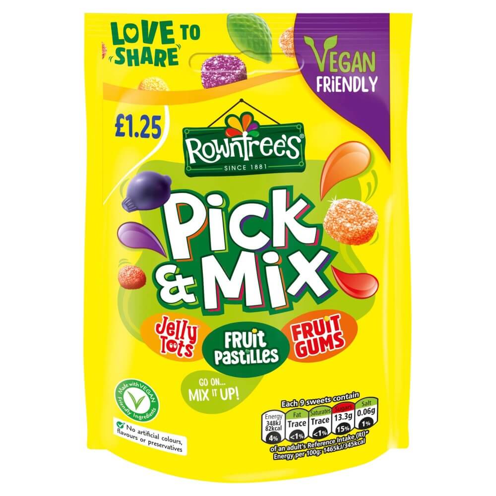 Rowntree's Pick & Mix Vegan Friendly Sweets Sharing Bag 120g PMP £1.25 x 10