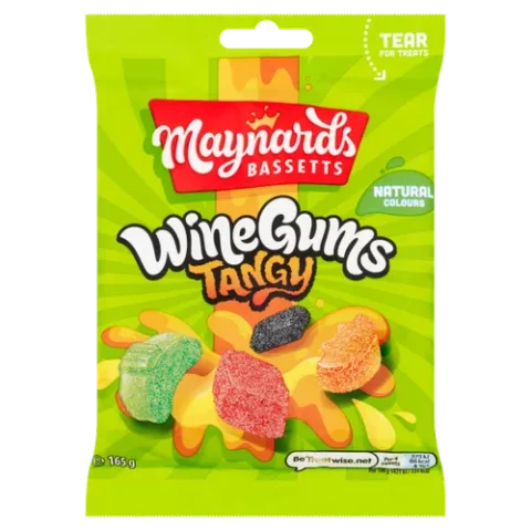 Maynards Bassetts Wine Gums Tangy Sweets Bag £1.25 PMP 165g x 12