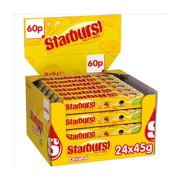 Starburst Vegan Chewy Sweets Fruit Flavoured Bag £0.60 PMP 45g x 24