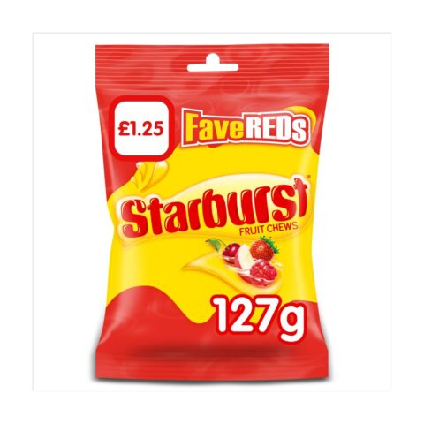 Starburst Fave Reds Vegan Chewy Sweets Fruit Flavoured Treat Bag £1.25 PMP 127g x 12
