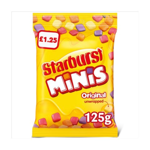 Starburst Minis Vegan Chewy Sweets Fruit Flavoured Treat Bag £1 PMP 125g x 12