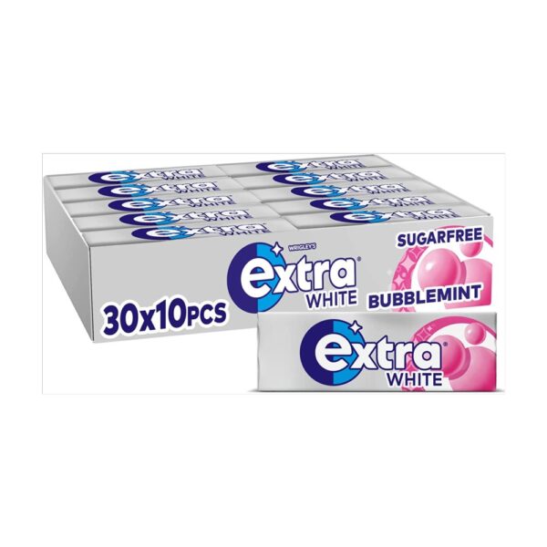 Extra White Bubblemint Sugarfree Chewing Gum 10 Pieces x 30