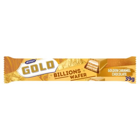 McVitie's Gold Billions Wafer Golden Caramel Chocolate Bar 39g PMP 60p x 24