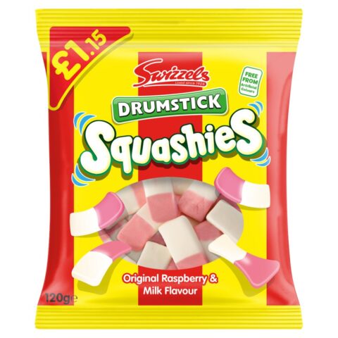 Swizzels Drumstick Squashies Original Raspberry & Milk Flavour 131g x 12