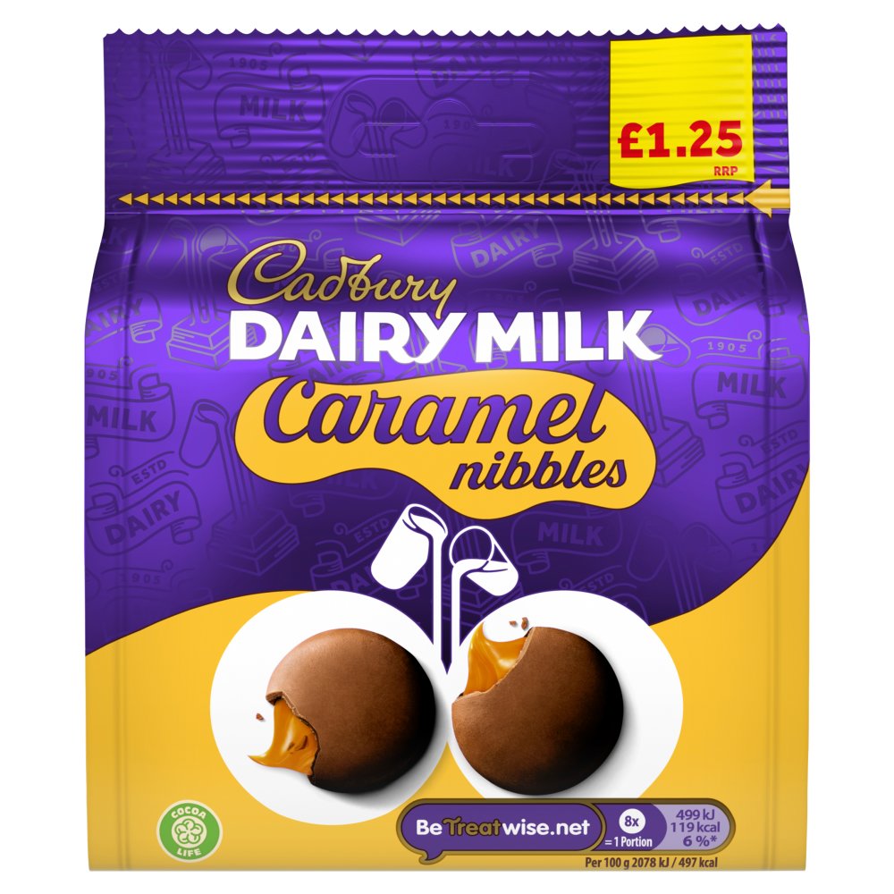 Cadbury Dairy Milk Caramel Nibbles Chocolate Pouch Bag £1.25 PMP, 95G x 10