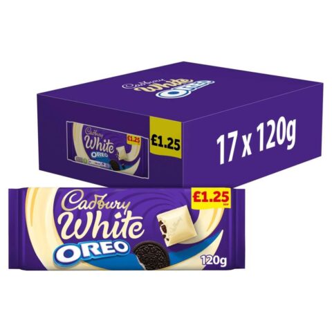 Cadbury White Oreo Chocolate Bar £1.25 PMP 120g x 17