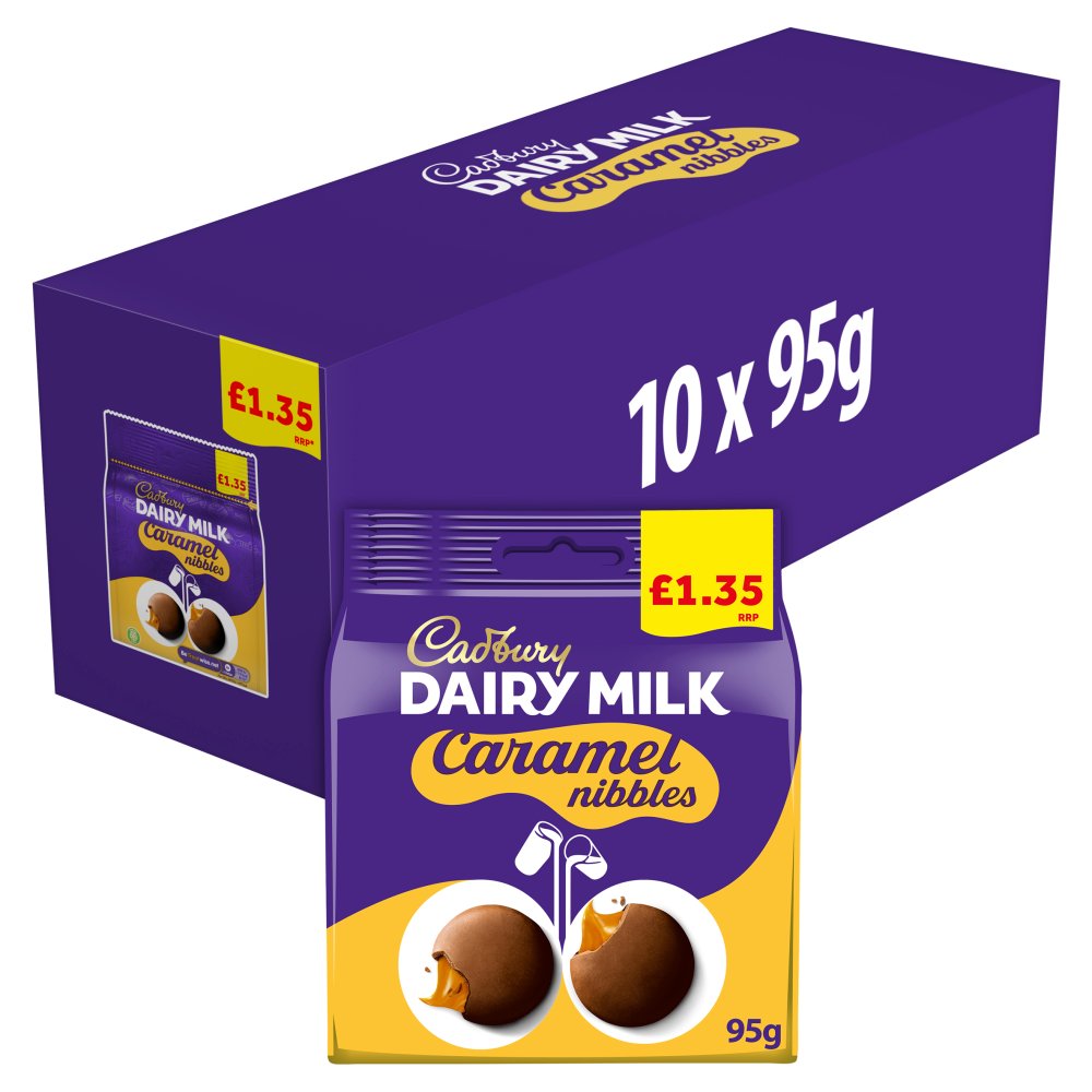 Cadbury Dairy Milk Caramel Nibbles Chocolate Pouch Bag £1.25 PMP, 95G x 10