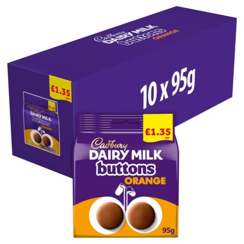 Cadbury Dairy Milk Orange Buttons Chocolate Bag £1.25 PMP95gx10