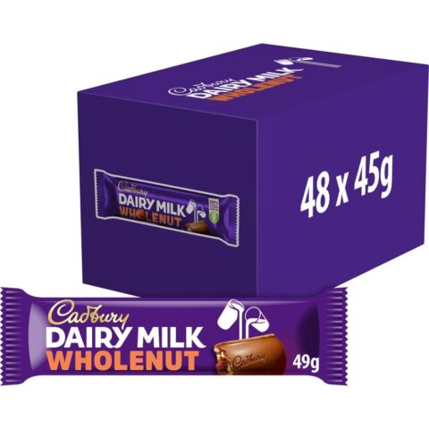 Cadbury Dairy Milk Wholenut Chocolate Bar 45g x 48