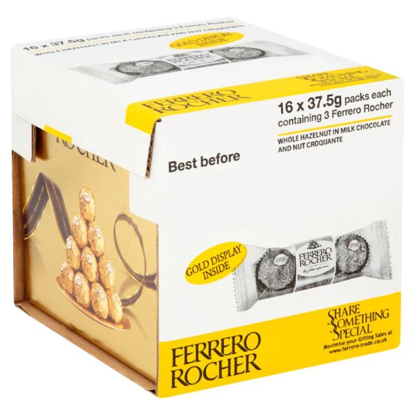 Ferrero Rocher Chocolate Pralines Treat Pack 3 Pieces (37.5g) x 16
