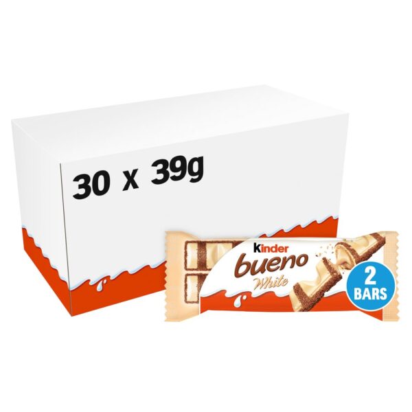 Kinder Bueno White Chocolate & Hazelnut Wafer Biscuit Snack Bar 39g