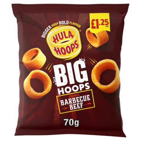 Hula Hoops Big Hoops BBQ Beef Crisps 70g, £1.25 PMP x 20