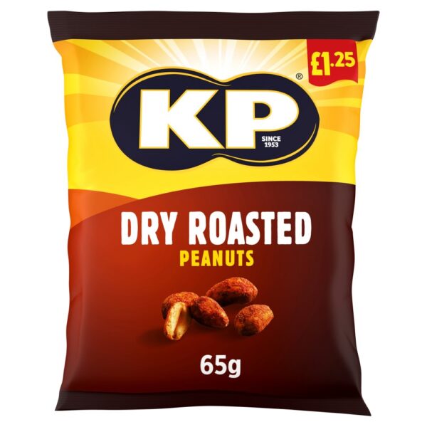 KP Dry Roasted Peanuts 65g, £1.25 PMP x 16