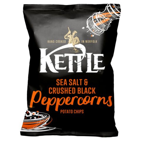 Kettle Sea Salt and Crushed Black Peppercorns Potato Chips 130g x 12