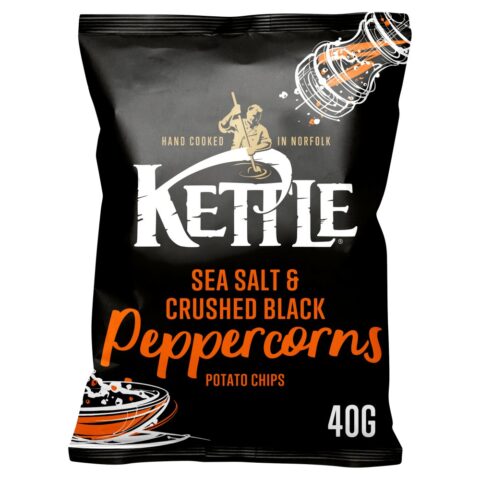 Kettle Sea Salt & Crushed Black Peppercorns Potato Chips 40g x 18