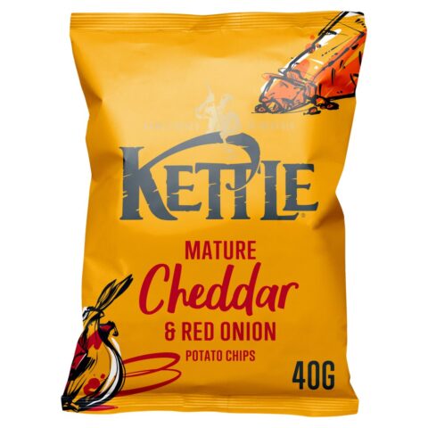 KETTLE® Chips Mature Cheddar & Red Onion Crisps 40g x 18