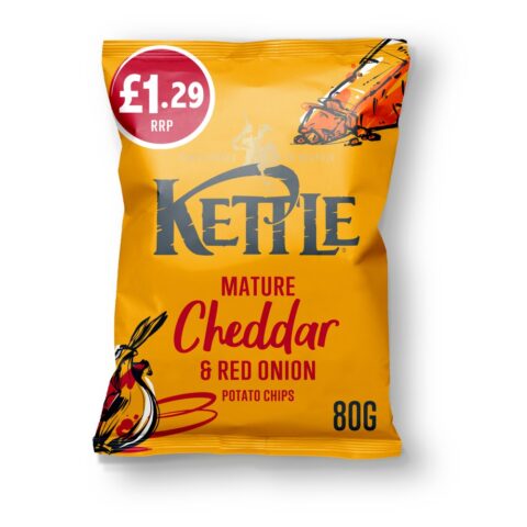 KETTLE® Chips Mature Cheddar & Red Onion Crisps 80g x 12
