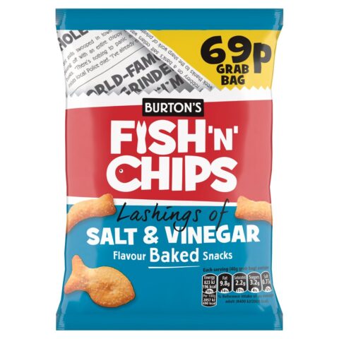 Burton'sFish'N'Chips Lashings of Salt & Vinegar Flavour Baked Snacks 40g x30