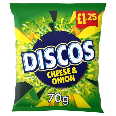 Discos Cheese & Onion Crisps 70g, £1.25 PMP x 16