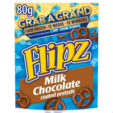 Flipz Milk Chocolate Coated Pretzel Snacks 80g £1 PMP x 6