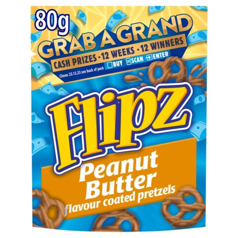 Flipz Peanut Butter Flavour Coated Pretzel Snacks 80g £1 PMP x 6