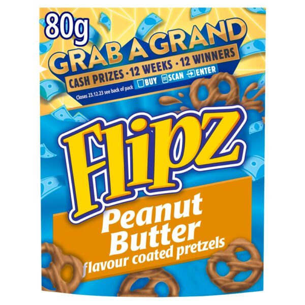 Flipz Peanut Butter Flavour Coated Pretzel Snacks 80g £1 PMP x 6