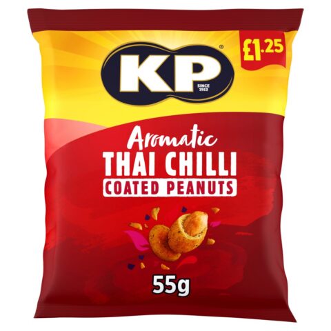 KP Aromatic Thai Chilli Coated Peanuts 55g, £1.25 PMP x 16