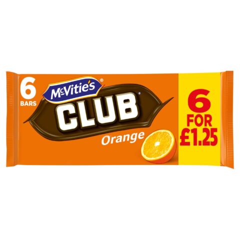 McVitie's Club Orange Chocolate Biscuit Bars Multipack 6 x 22.6g, 136g x 12