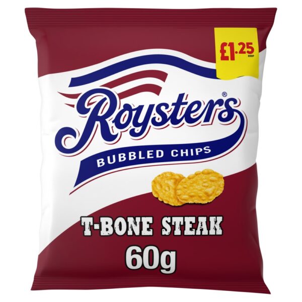 Roysters T-Bone Steak Crisps 60g, £1.25 PMP x 20