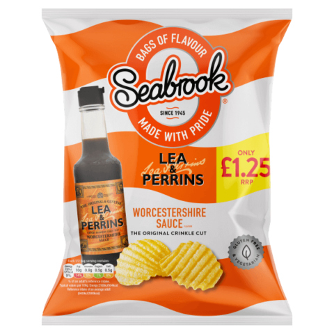 Seabrook Lea & Perrins Crinkle Crisps Pm £1.25 x 18