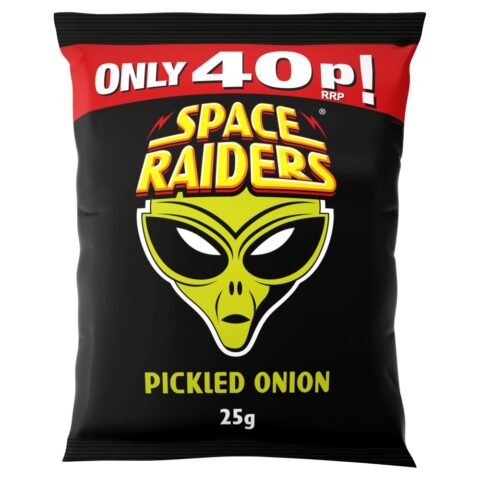 Space Raiders Pickled Onion Crisps 25g, 40p PMP x 36